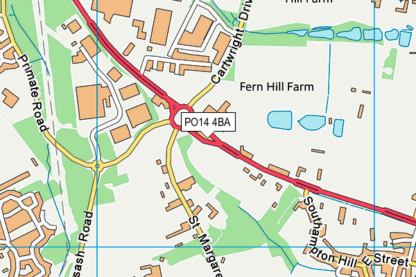 PO14 4BA map - OS VectorMap District (Ordnance Survey)