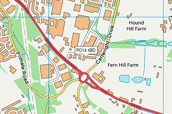 PO14 4BD map - OS VectorMap District (Ordnance Survey)