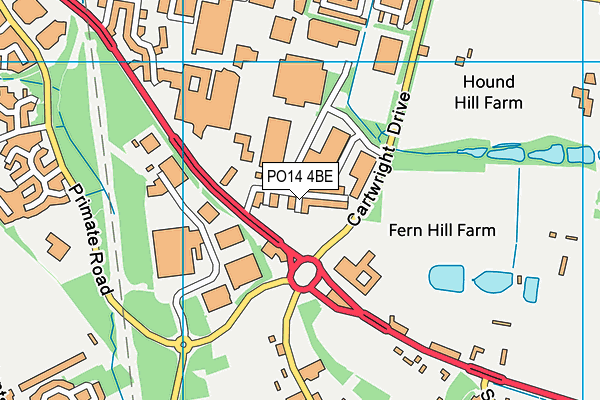 PO14 4BE map - OS VectorMap District (Ordnance Survey)