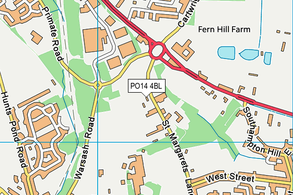 PO14 4BL map - OS VectorMap District (Ordnance Survey)