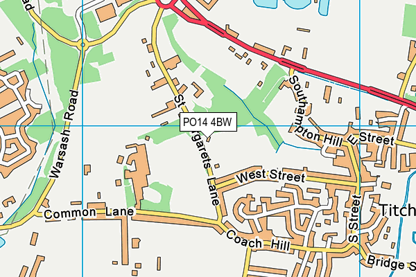 PO14 4BW map - OS VectorMap District (Ordnance Survey)