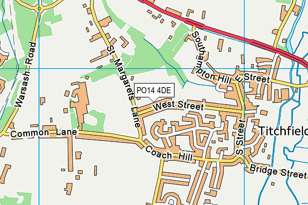 PO14 4DE map - OS VectorMap District (Ordnance Survey)