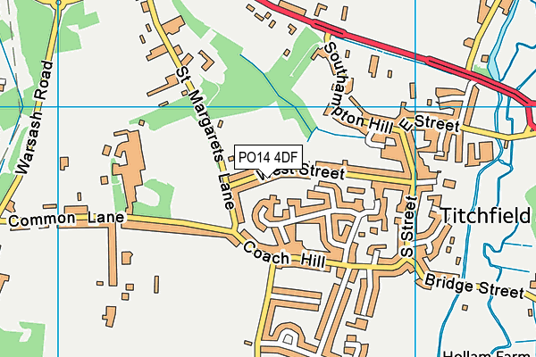 PO14 4DF map - OS VectorMap District (Ordnance Survey)