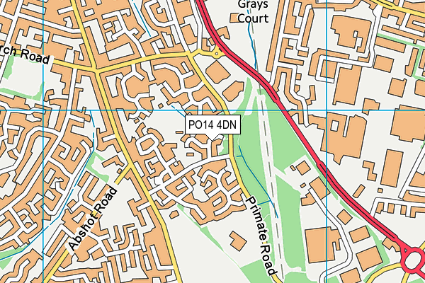PO14 4DN map - OS VectorMap District (Ordnance Survey)