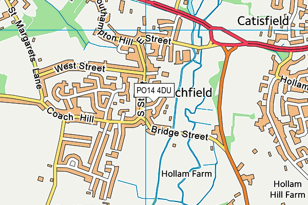 PO14 4DU map - OS VectorMap District (Ordnance Survey)