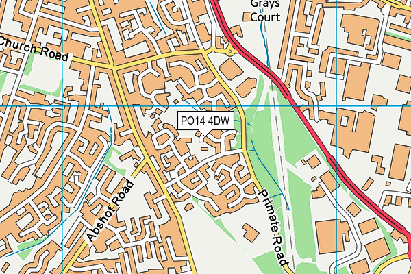 PO14 4DW map - OS VectorMap District (Ordnance Survey)