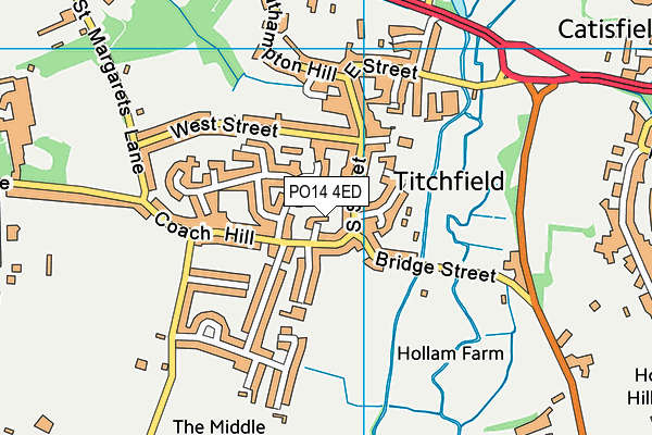 PO14 4ED map - OS VectorMap District (Ordnance Survey)