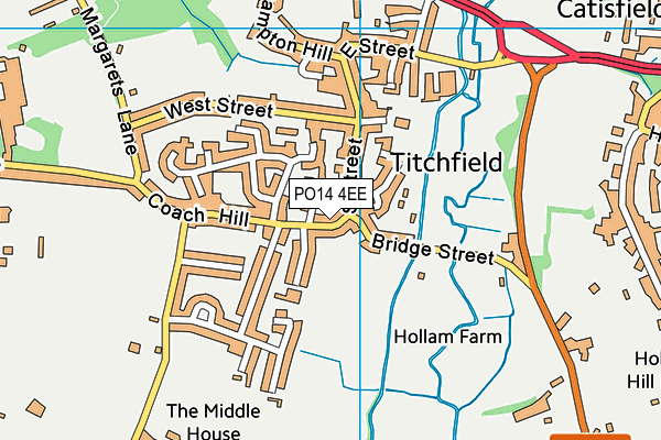 PO14 4EE map - OS VectorMap District (Ordnance Survey)