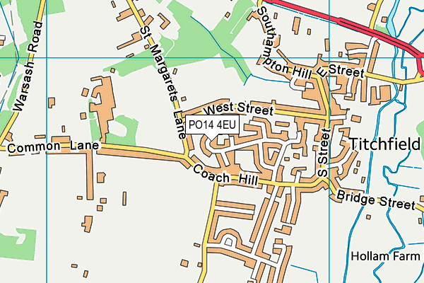 PO14 4EU map - OS VectorMap District (Ordnance Survey)