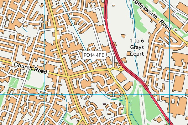 PO14 4FE map - OS VectorMap District (Ordnance Survey)