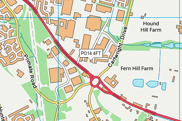 PO14 4FT map - OS VectorMap District (Ordnance Survey)