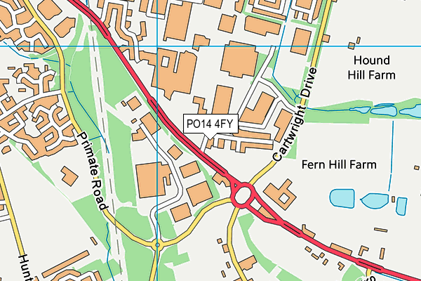 PO14 4FY map - OS VectorMap District (Ordnance Survey)