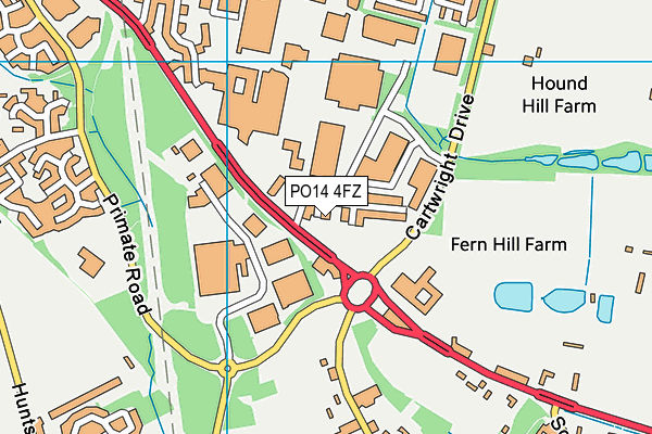 PO14 4FZ map - OS VectorMap District (Ordnance Survey)