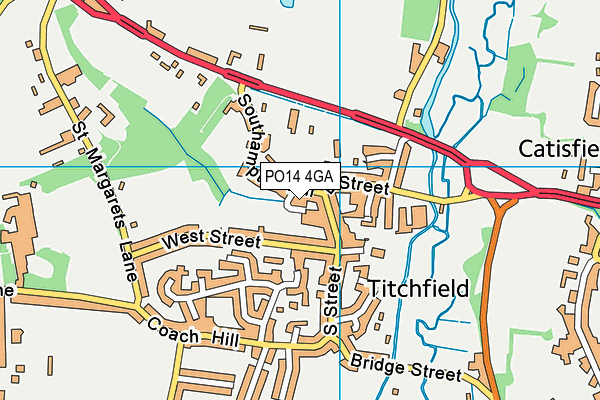 PO14 4GA map - OS VectorMap District (Ordnance Survey)