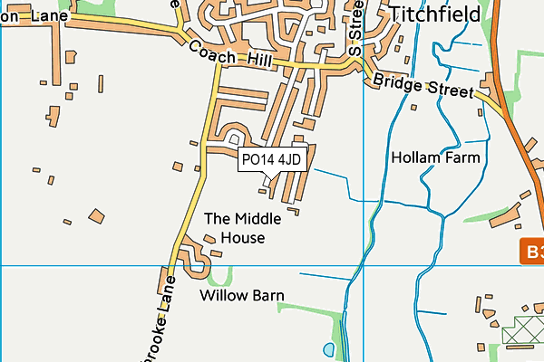 PO14 4JD map - OS VectorMap District (Ordnance Survey)