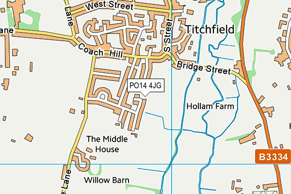 PO14 4JG map - OS VectorMap District (Ordnance Survey)