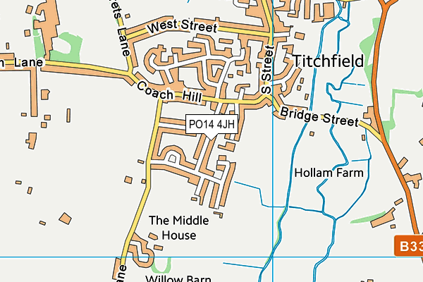 PO14 4JH map - OS VectorMap District (Ordnance Survey)