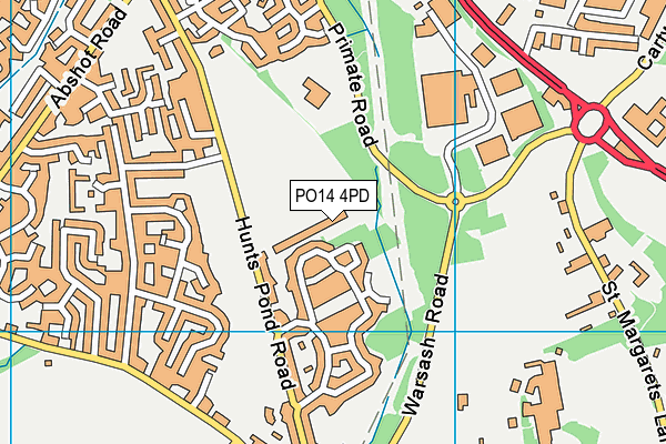 Hunts Pond Road Recreation Ground map (PO14 4PD) - OS VectorMap District (Ordnance Survey)