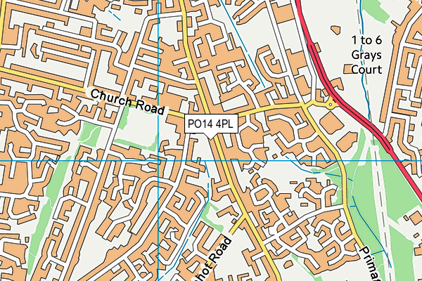 PO14 4PL map - OS VectorMap District (Ordnance Survey)