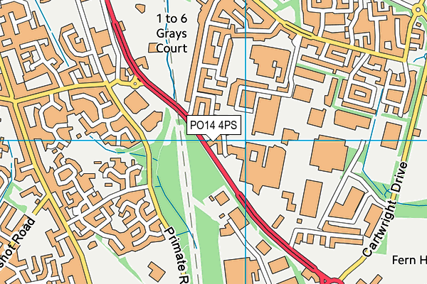 PO14 4PS map - OS VectorMap District (Ordnance Survey)