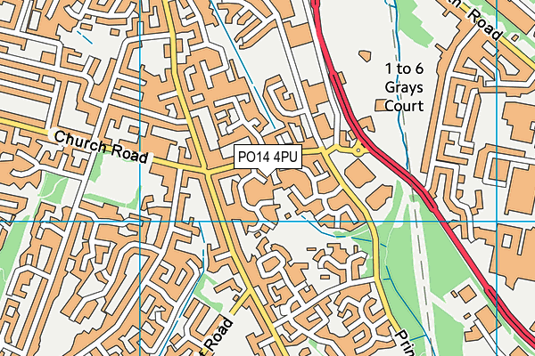 PO14 4PU map - OS VectorMap District (Ordnance Survey)