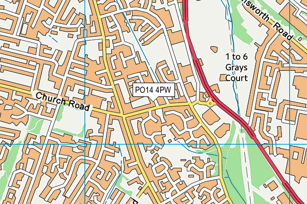 PO14 4PW map - OS VectorMap District (Ordnance Survey)
