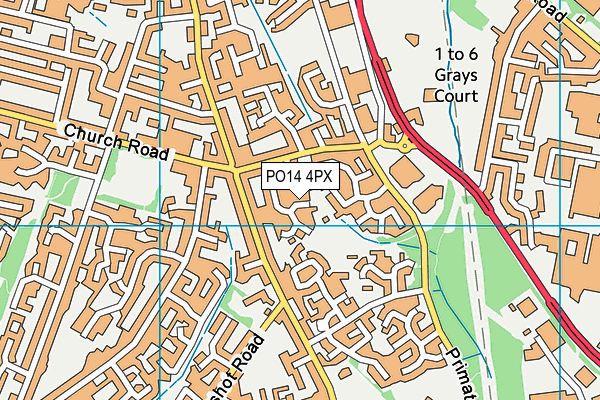 PO14 4PX map - OS VectorMap District (Ordnance Survey)