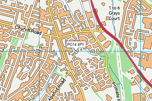 PO14 4PY map - OS VectorMap District (Ordnance Survey)