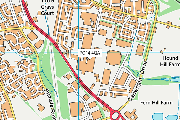 PO14 4QA map - OS VectorMap District (Ordnance Survey)