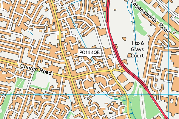 PO14 4QB map - OS VectorMap District (Ordnance Survey)