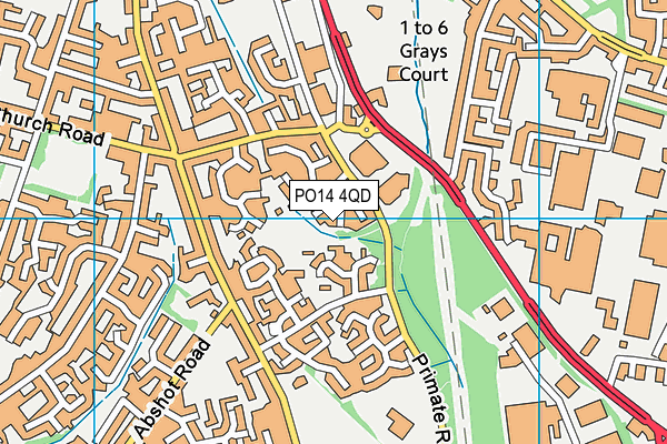 PO14 4QD map - OS VectorMap District (Ordnance Survey)
