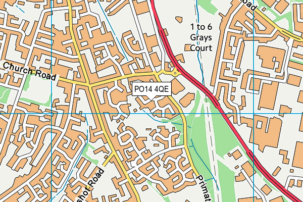 PO14 4QE map - OS VectorMap District (Ordnance Survey)