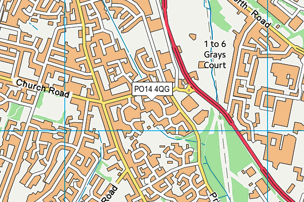 PO14 4QG map - OS VectorMap District (Ordnance Survey)