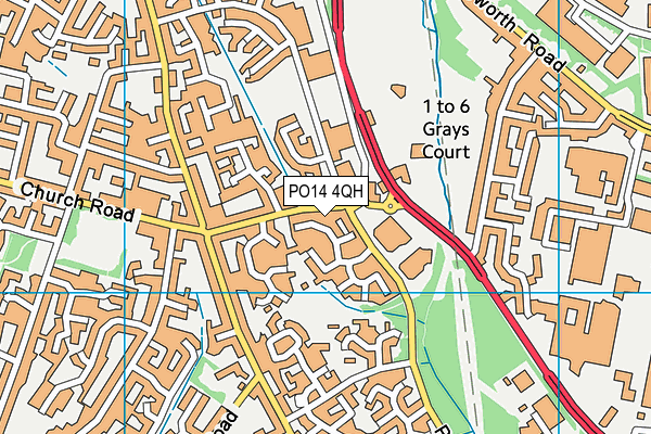 PO14 4QH map - OS VectorMap District (Ordnance Survey)