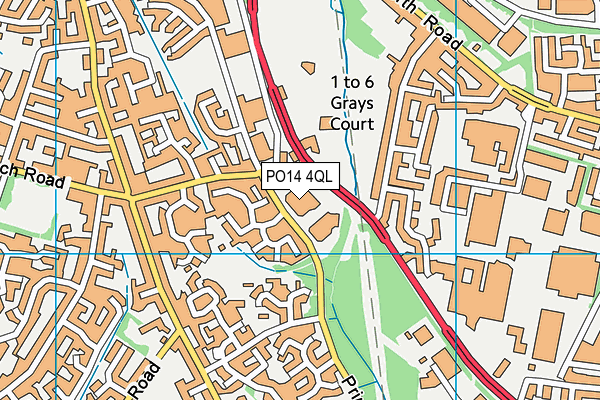 PO14 4QL map - OS VectorMap District (Ordnance Survey)