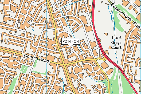 PO14 4QN map - OS VectorMap District (Ordnance Survey)