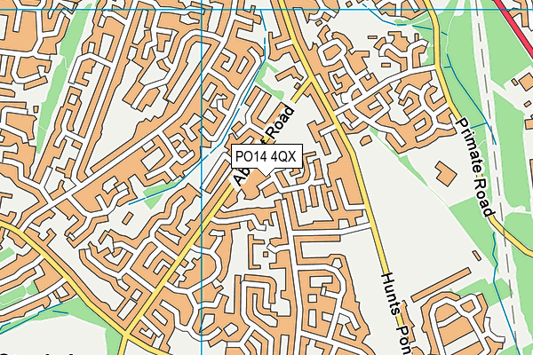 PO14 4QX map - OS VectorMap District (Ordnance Survey)