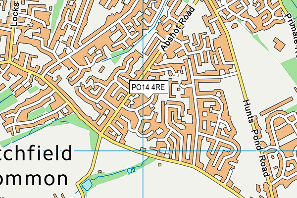 PO14 4RE map - OS VectorMap District (Ordnance Survey)