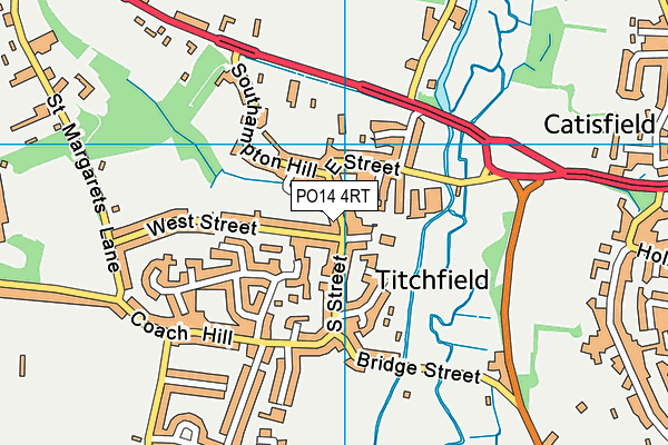 PO14 4RT map - OS VectorMap District (Ordnance Survey)