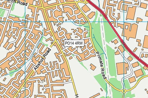 PO14 4RW map - OS VectorMap District (Ordnance Survey)