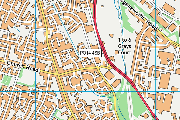 PO14 4SB map - OS VectorMap District (Ordnance Survey)