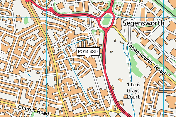 PO14 4SD map - OS VectorMap District (Ordnance Survey)