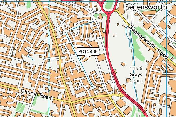 PO14 4SE map - OS VectorMap District (Ordnance Survey)