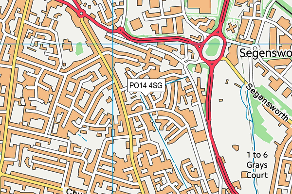 PO14 4SG map - OS VectorMap District (Ordnance Survey)