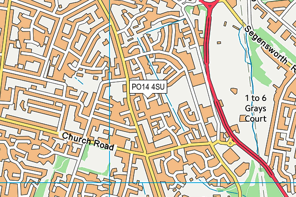 PO14 4SU map - OS VectorMap District (Ordnance Survey)