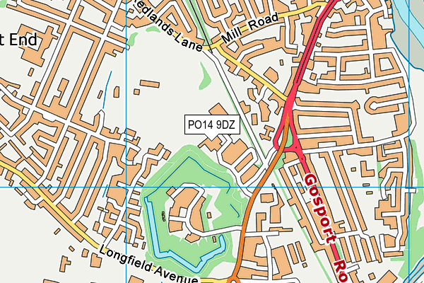 PO14 9DZ map - OS VectorMap District (Ordnance Survey)