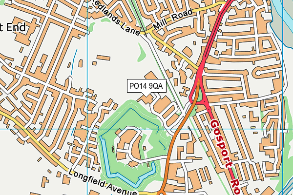 PO14 9QA map - OS VectorMap District (Ordnance Survey)