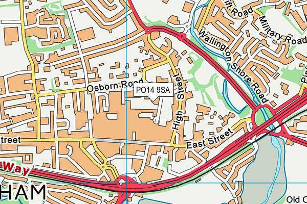 PO14 9SA map - OS VectorMap District (Ordnance Survey)