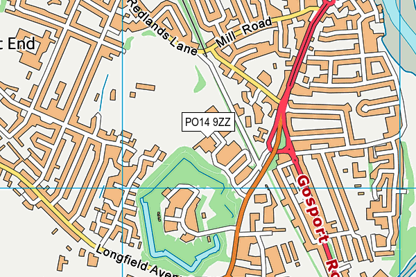 PO14 9ZZ map - OS VectorMap District (Ordnance Survey)