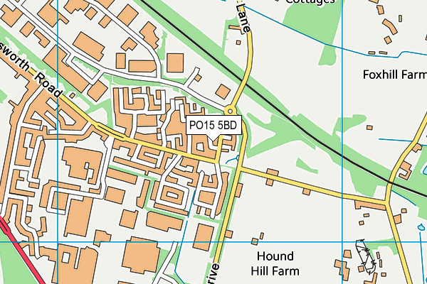 PO15 5BD map - OS VectorMap District (Ordnance Survey)